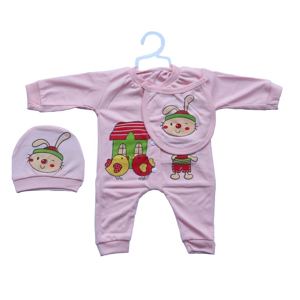 Set Hanger Baju Kodok, Panjang Jumper Tutup Kaki Sleepsuit Set Topi Slabber Motif Harga Grosir DK