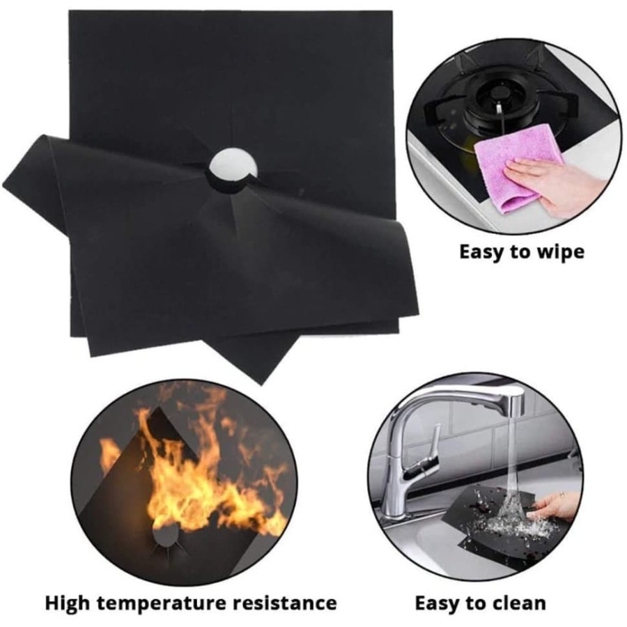 Tatakan Kompor Anti Lengket Stove Top Burner Cover Alas Kompor 4pcs