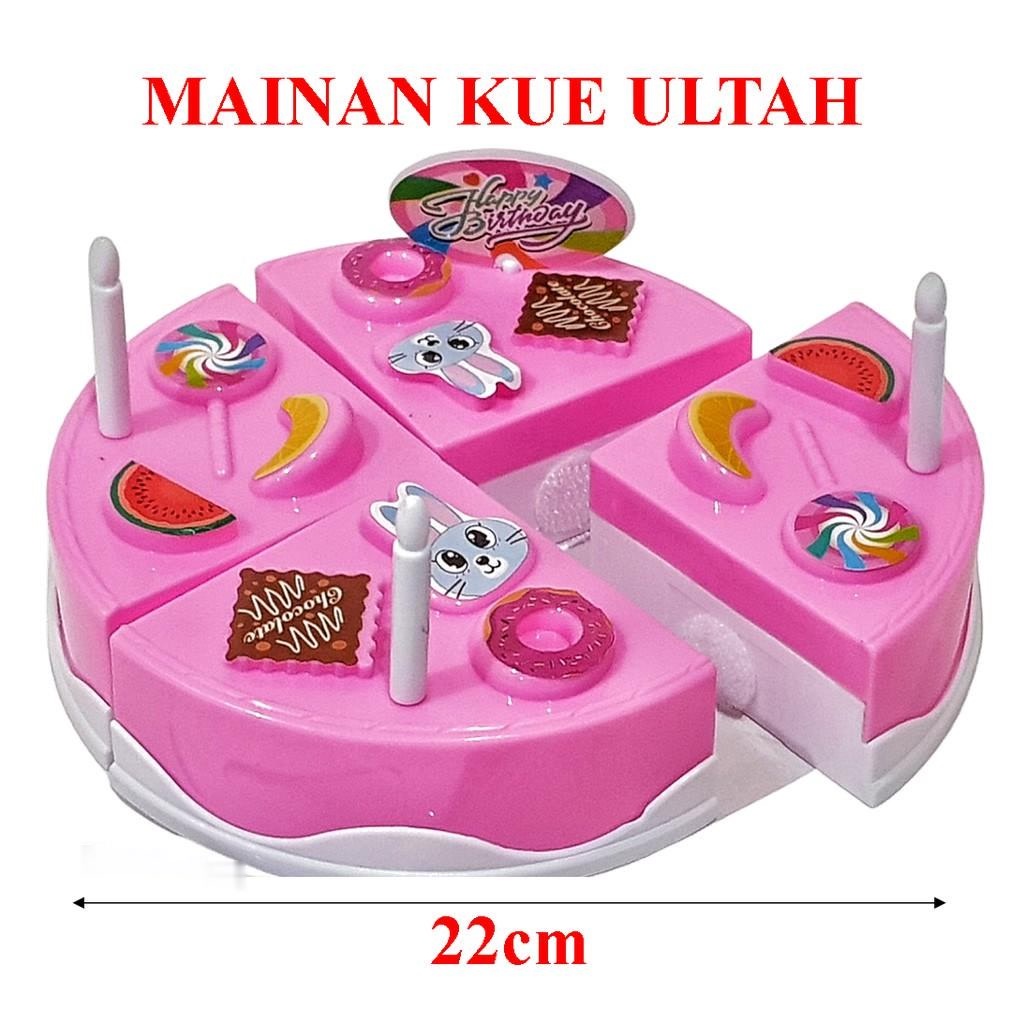 LD1 - Mainan Kue Ulang Tahun Birthday Cake 4 Lilin Kue Tart Potong LD 1