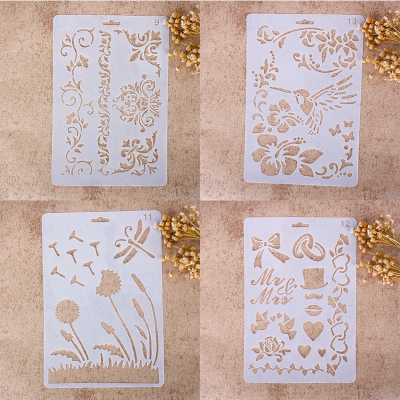 [COD]Stationery: DIY Stensil Jenis Cutting Dies Bermotif Lukisan Airbrush untuk Kerajinan Scrapbook