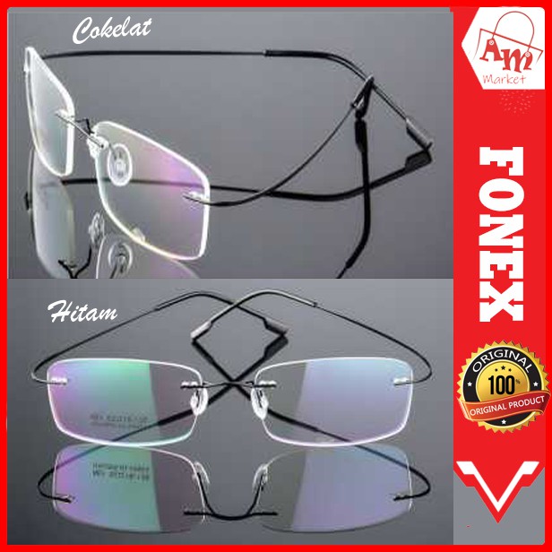 FONEX Frame Kacamata Frameless Titanium Ultra Light - JHY-295AM