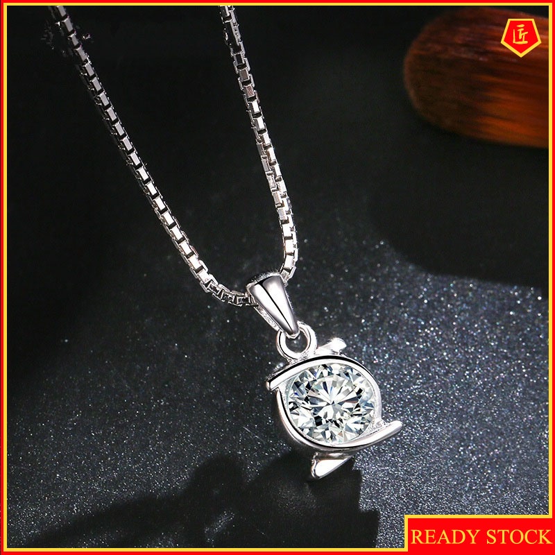 [Ready Stock]Embrace Single Diamond Necklace Korean Style Silver Pendant Simple Fashion