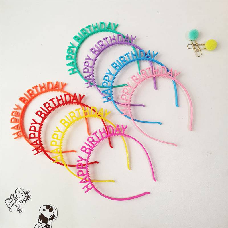 Bando Desain Happy Birthday Warna Permen Bahan Plastik Non Slip Gaya Korea Untuk Wanita