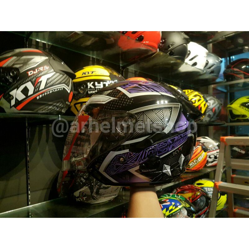 KYT GALAXY SLIDE MARVEL BLACK PANTHER BLACK PURPLE DOUBLE VISOR MURAH