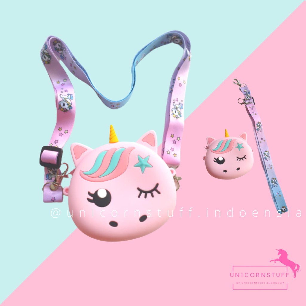 Tas Selempang Unicorn Anak Perempuan Kado Hadiah Cewek Silicon Jelly Sling Bag Pergi