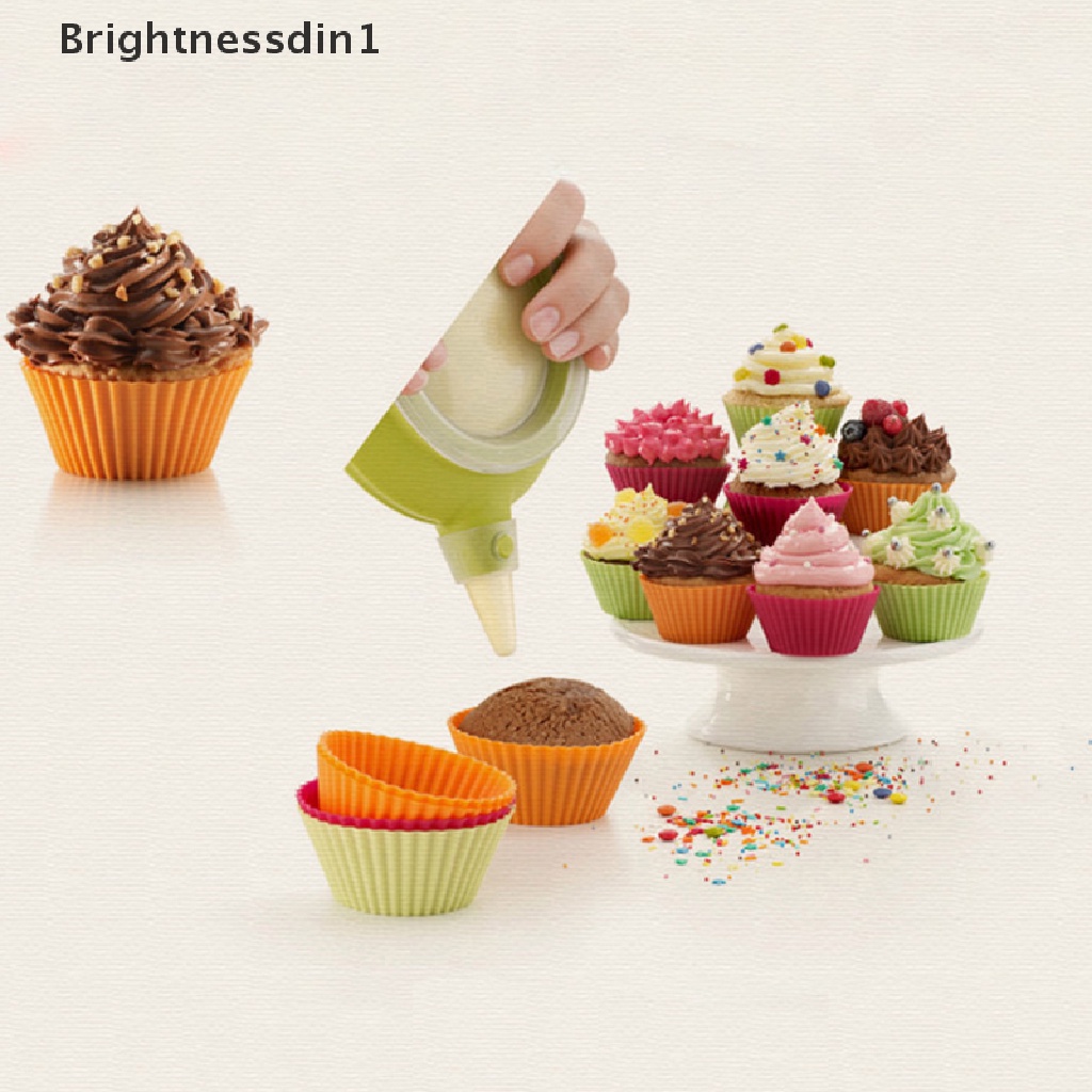 4 Pcs Cetakan Kue Muffin Bahan Silikon Bentuk Bulat 1 In 1