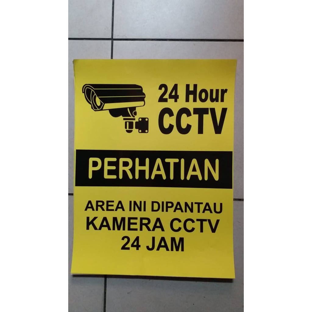 

SIGN LABEL STICKER 24 HOUR PERHATIAN AREA INI DI PANTAU CCTV 40X30CM Tahan lama