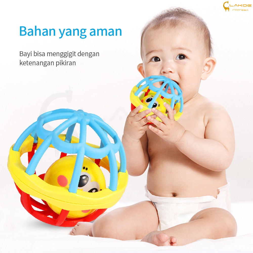 LAKOE Mainan Bayi/Bola Putar Rattle Teether Bahan Plastik Lembut Dengan Suara Kerincingan