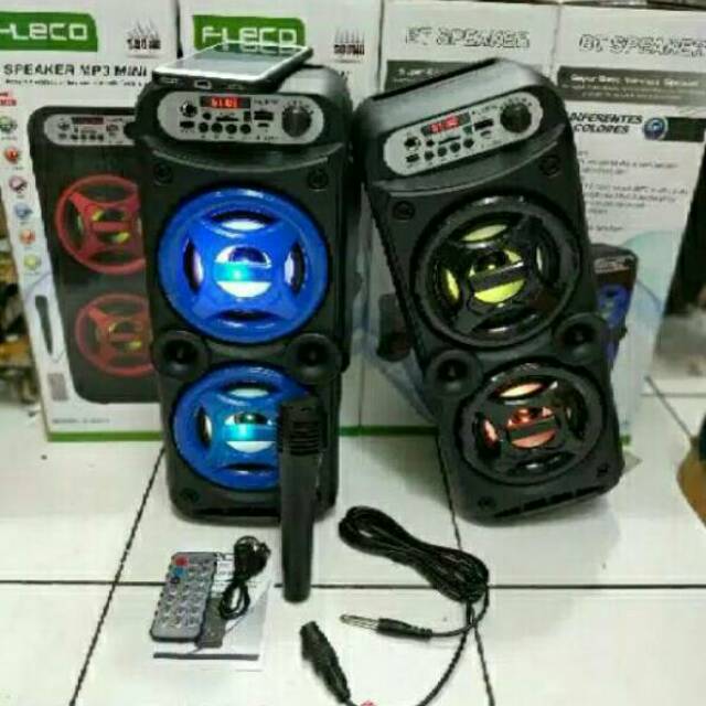 SPEAKER BLUETOOTH F4217/JL1878 GRATIS MIC KARAOKE/SALON AKTIF WIRELESS DUAL SPAEKER PORTABLE USB LED