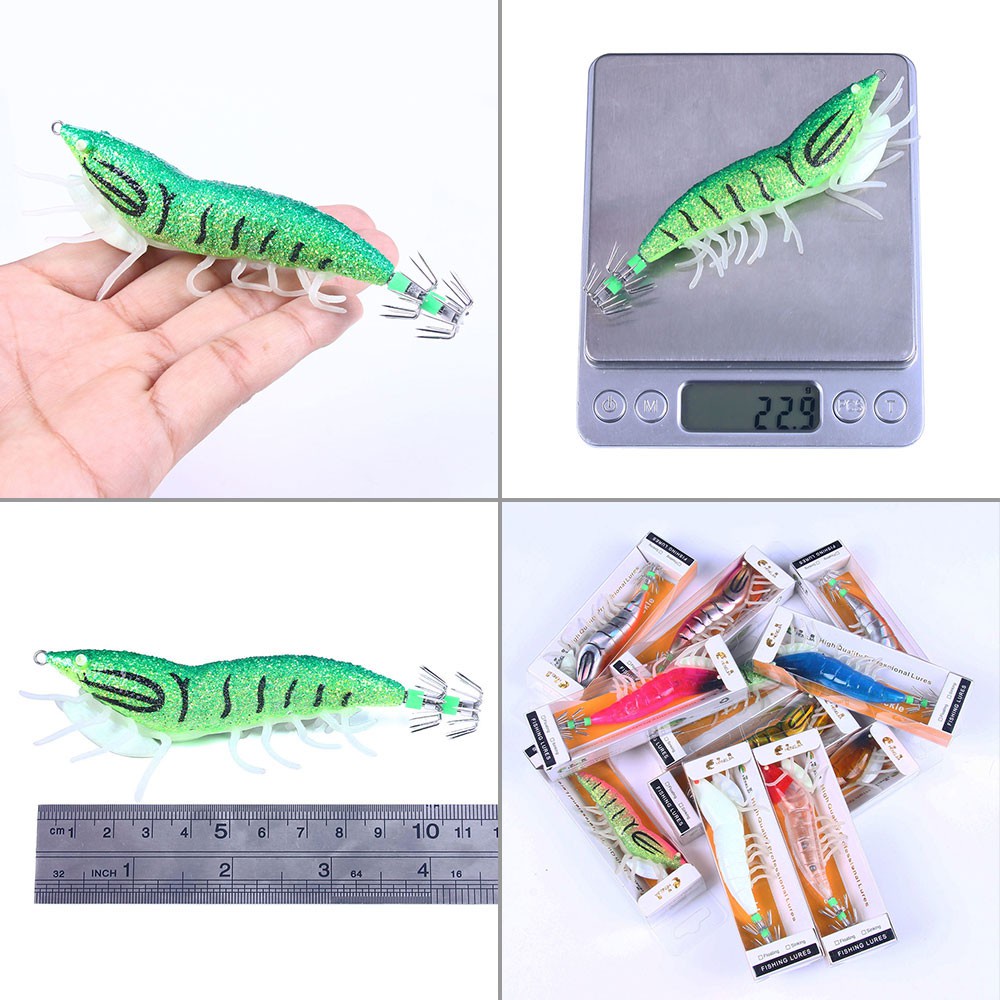 Hengjia 1pc Umpan Pancing Hard Bait Bentuk Udang / Cumi-Cumi 3d Ukuran 120mm 22.9g