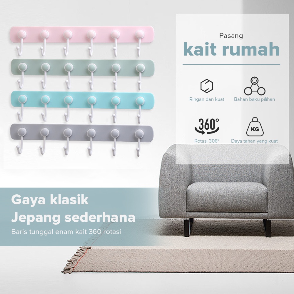 Dinding Gantungan Serbaguna Tempel Mandi Kamar Baju Pintu Gantungan Tempel