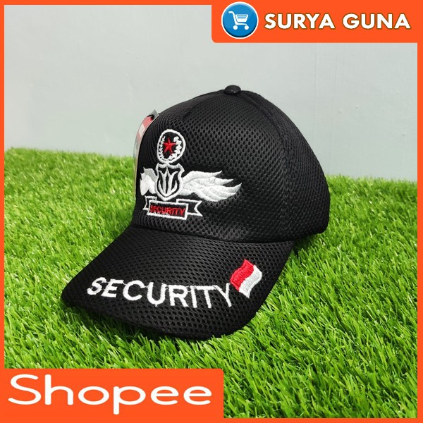topi security hitam topi komando satpam motif bordir asli