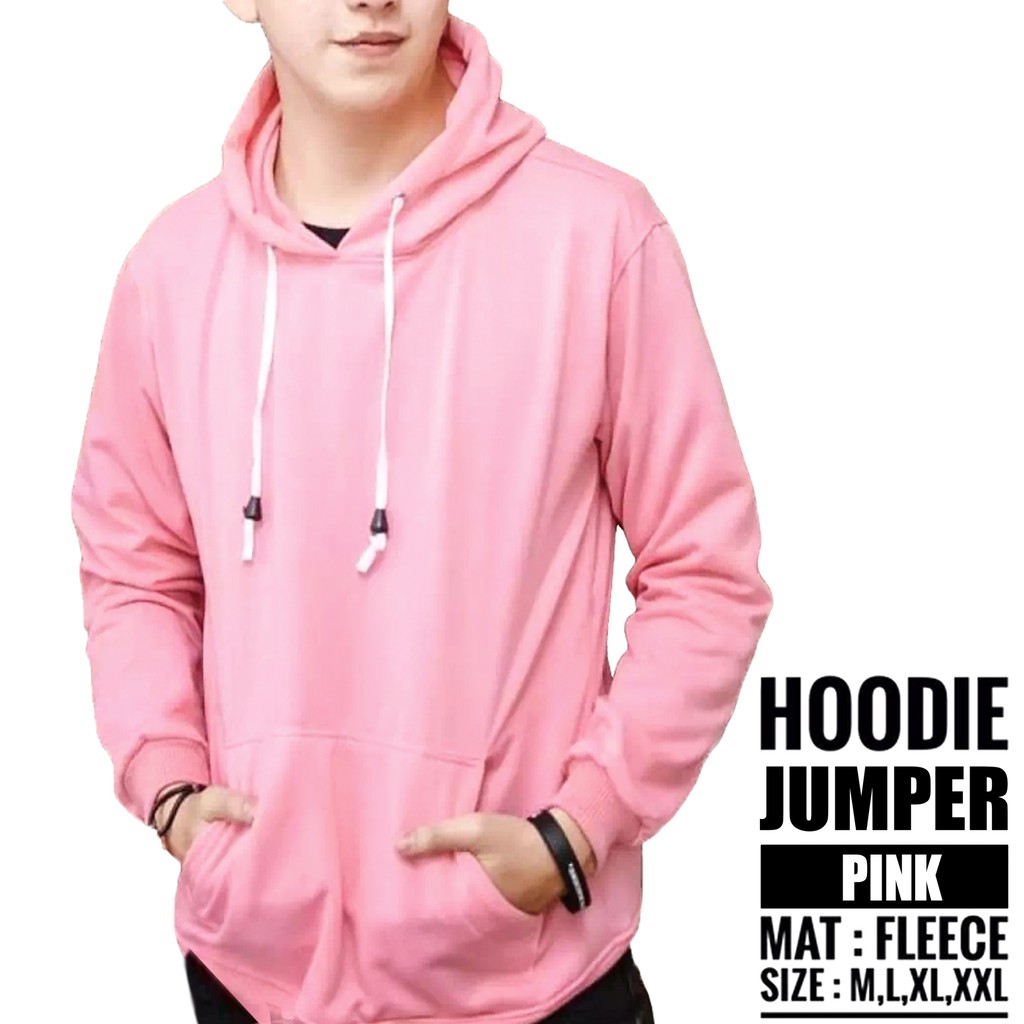 JAKET POLOS HOODIE JUMPER POLOS JAKET PINK SOFT POLOS M L XL XXL