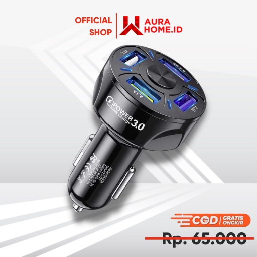 Car Charger Mobil USB 4 Port QC3.0 35W 7A / Adaptor Adapter Kepala Cas Casan Chasan Dual Usb Car Car