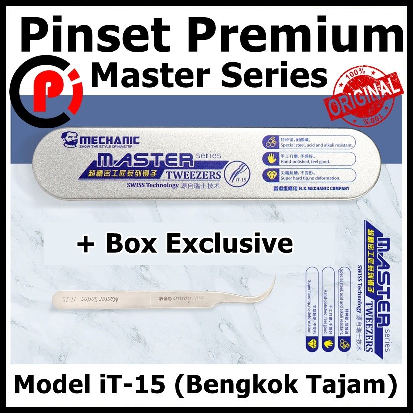 Original Mechanic Ultra Precision iT 15 Pinset Model Bengkok Tajam