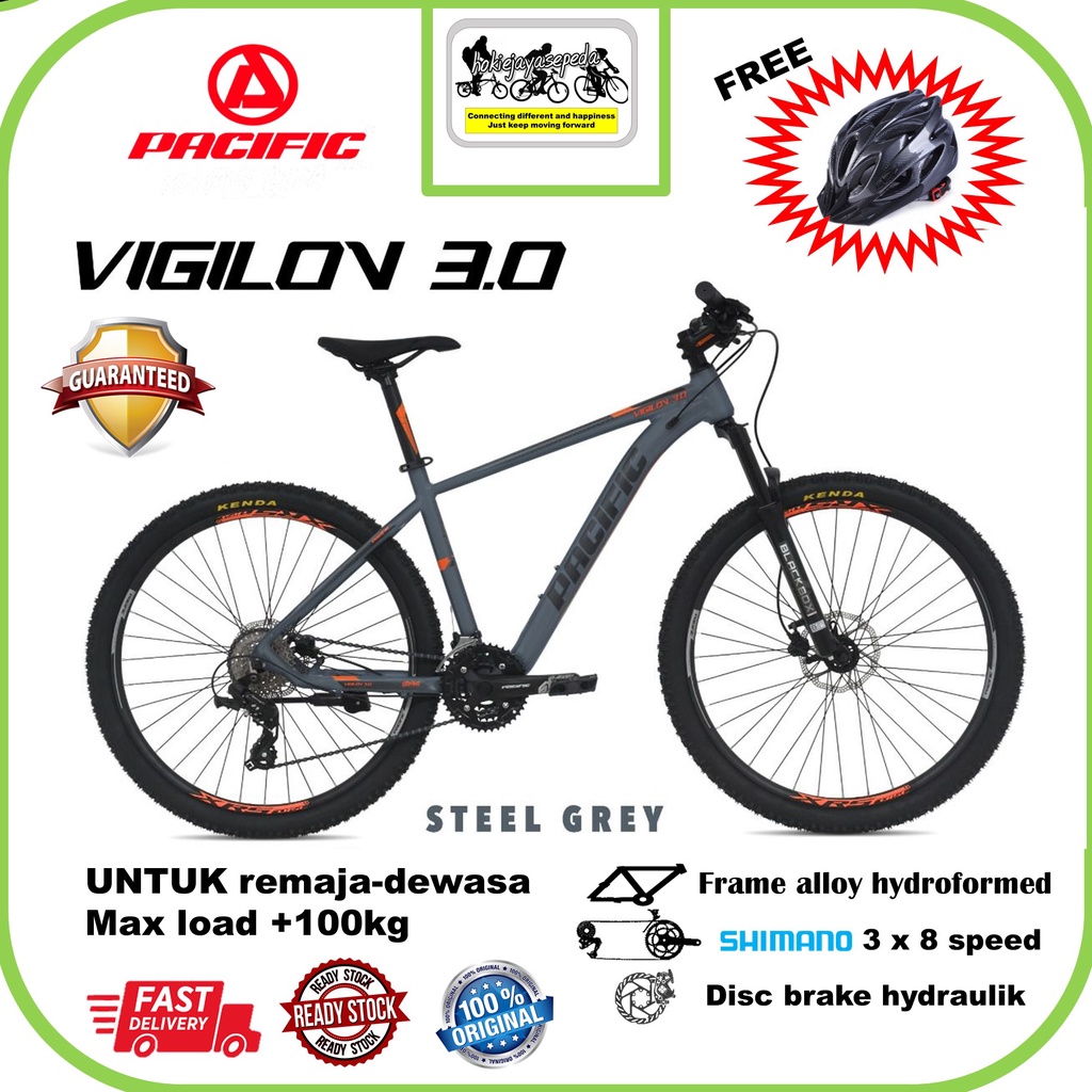 Sepeda Gunung Pacific 27,5 inch VIGILON 3.0 Shimano 24 speed - rem hydraulik - BONUS helm EPS