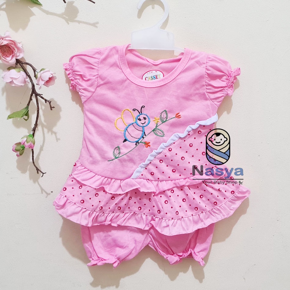 [N-076] Baju bayi Lengan Pendek / setelan baju bayi bermotif MURAH (3-6 bulan)