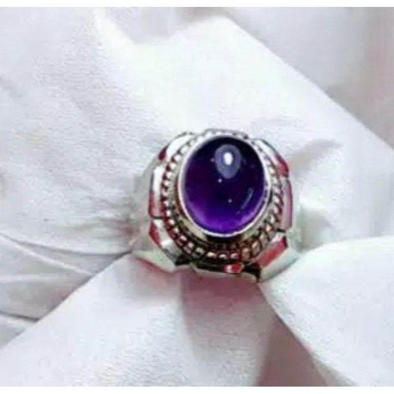Natural cincin batu kecubung ungu brazil