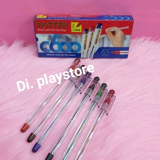 

Pulpen /Pen/Pena FASTER C600 0.7mm (1 Pack isi 12pcs)