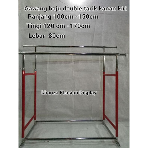Gantungan Baju 2 Sisi Gawang Double pipa Bulat