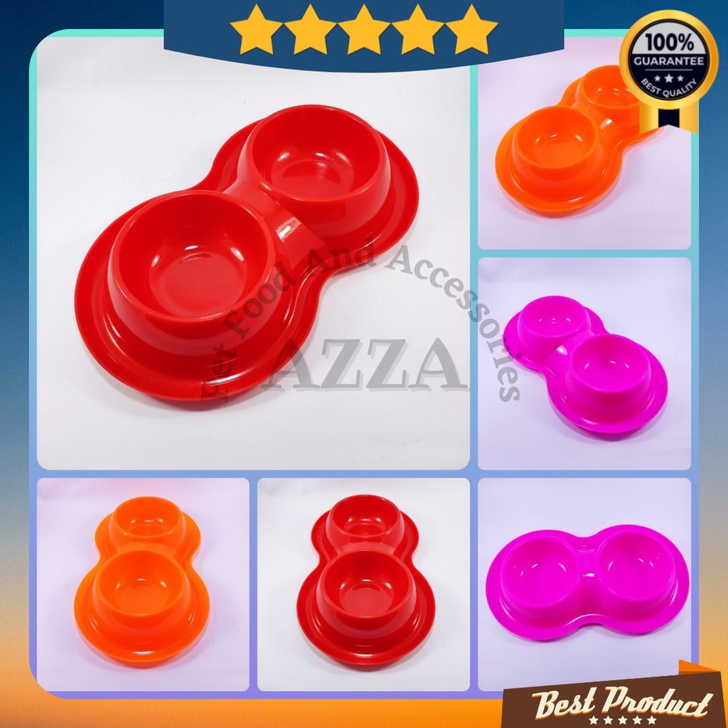 AKSESORIS KUCING MURAH TEMPAT MAKAN KUCING ANTI SEMUT DOUBLE PLATE AKSESORIS KUCING