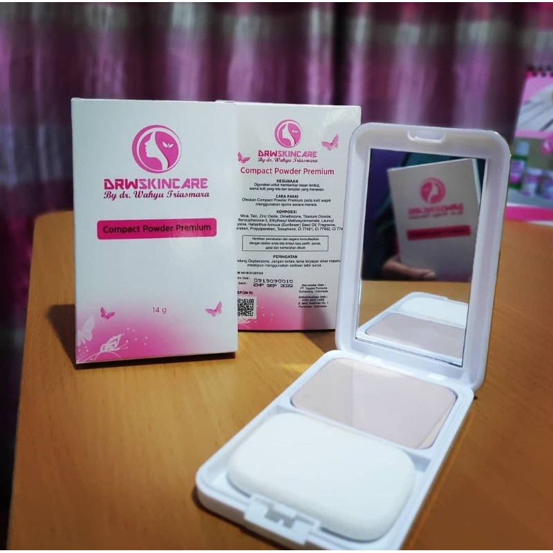 DRW Skincare Bedak Padat Glowing Natural Beige Pink Compact Powder By dr. Wahyu Triasmara