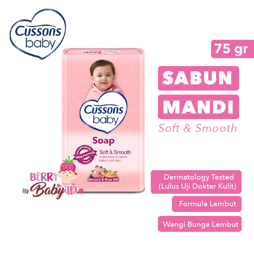 Cussons Baby Soap Pink Soft And Smooth Blue Mild and Gentle Sabun Batang Bayi 75 Gram Berry Mart