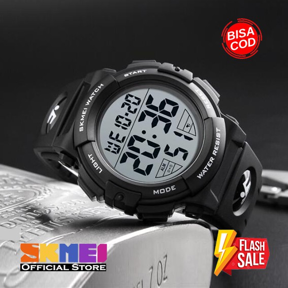 100% ORIGINAL SKMEI Digital Men Watch Jam Tangan Pria Anti Air 50m Karet PU Strap Flash Sale Murah