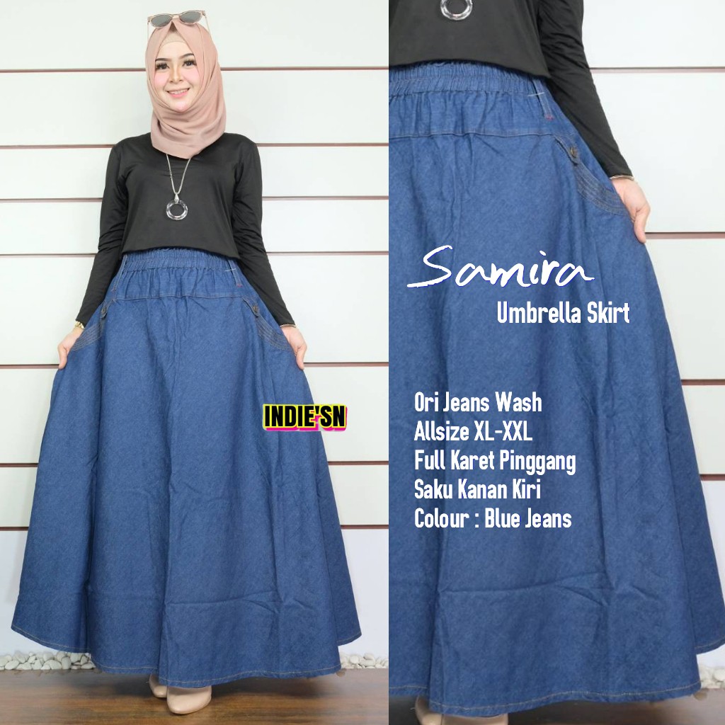 SAMIRA UMBRELLA SKIRT ROK KLOK JEANS DENIM HQ KEKINIAN PREMIUM MURAH GAUL ZAMAN NOW