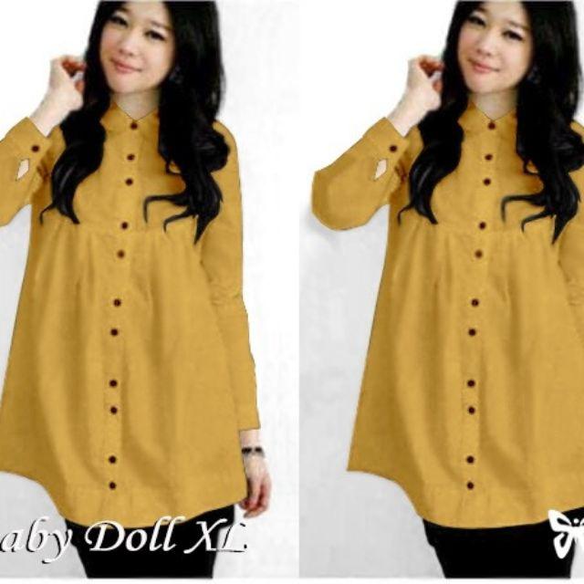 Kemeja fashion wanita - Babydoll XL-Kuning