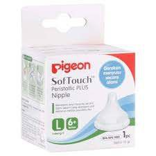 Pigeon SofTouch Peristaltic Plus Nipple Dot Wide Neck L 1 Pcs 6m+ Bulan