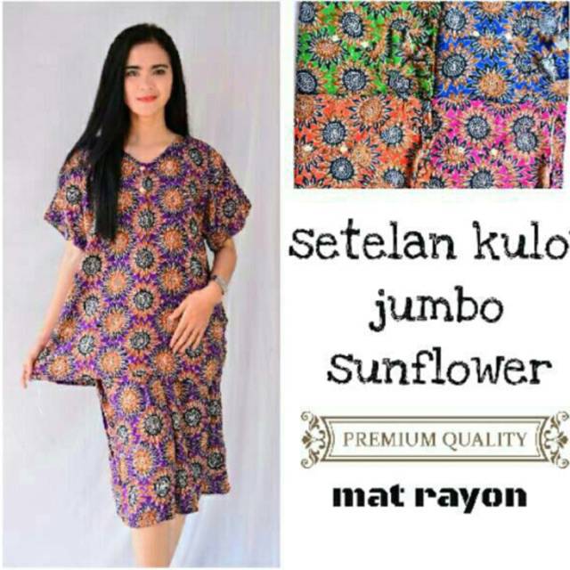 Baju tidur setelan kulot jumbo sunflower grosir baju murah wanita kekinian