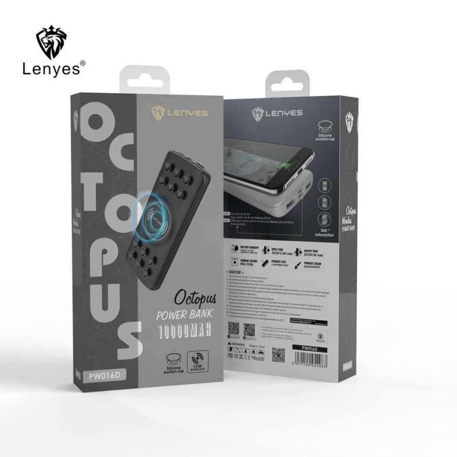 Power Bank Lenyes PW016D 10000 mAh Wireless Fast Charging QC 3.0 + PD