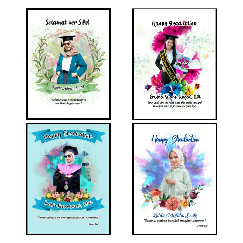 Jasa desain foto kado hadiah karikatur wisuda ulang tahun pernikahan Anniversary