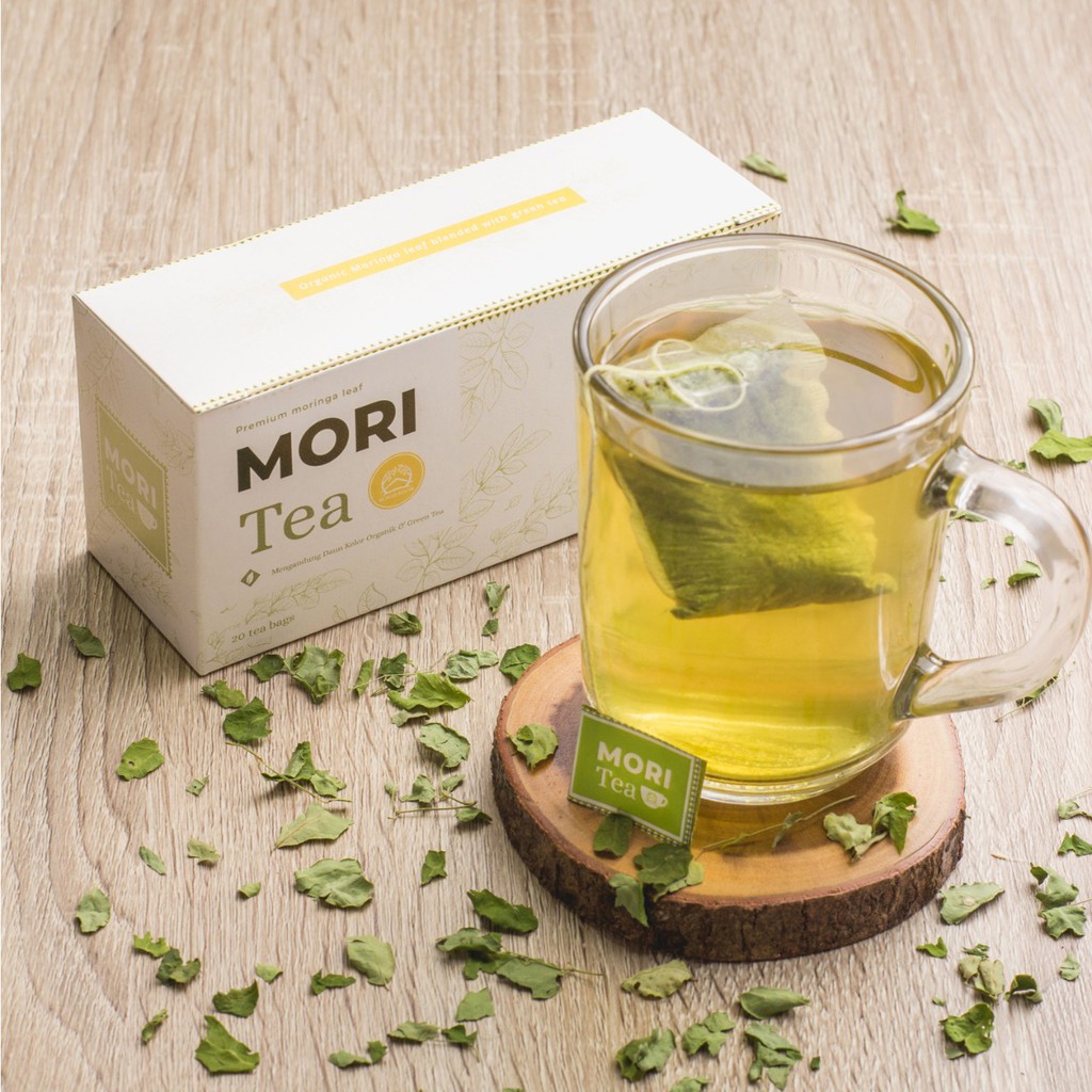 Mori Teh Celup Daun Kelor Premium - Mori Tea isi 20 Kantong Teh Herbal Penurun Kolesterol