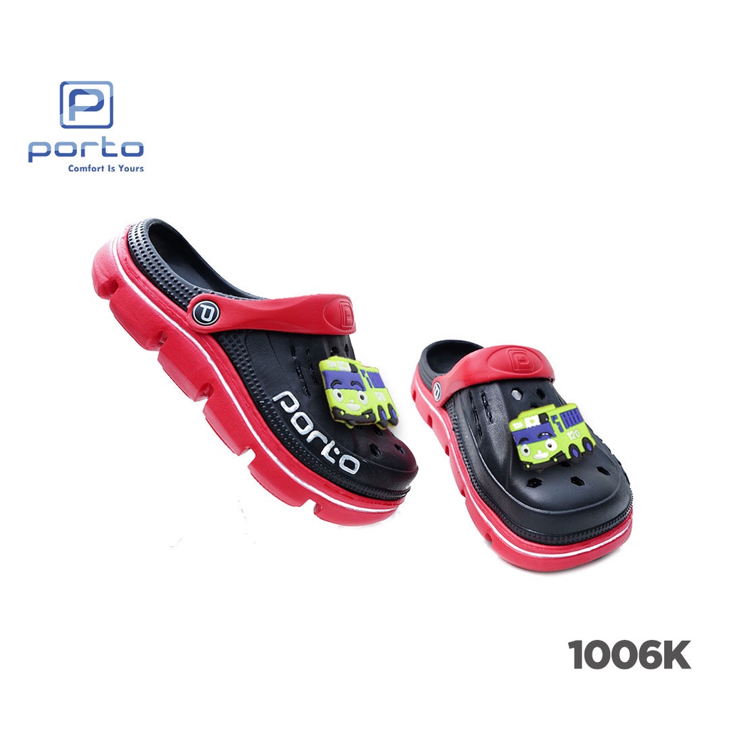 1006K - Porto Leveling Sandal Anak Laki-laki Size 24 - 29 Karet Karakter Lucu Tayo Bus Nyaman Terbaru Original