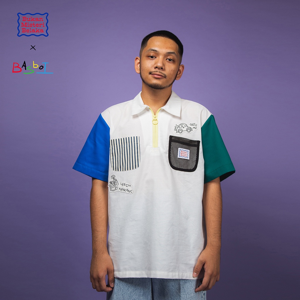 Bukan Misteri Belaka X Basboi - ADULTHOOD HALF ZIP SHIRT Kemeja Pria