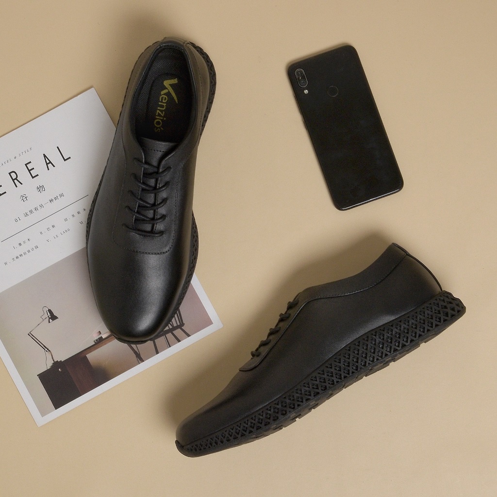 NEIL BLACK ORIGINAL x KENZIOS Sepatu Kulit Sapi Asli Full Hitam Pria Formal Pantofel Tali Kerja Kantor Dinas Resmi Guru Kantoran Pesta Undangan Wedding Kondangan Nikah Wisuda Kuliah Semi Casual Derby Oxford Genuine Leather Kenzio Footwear Keren Terbaru