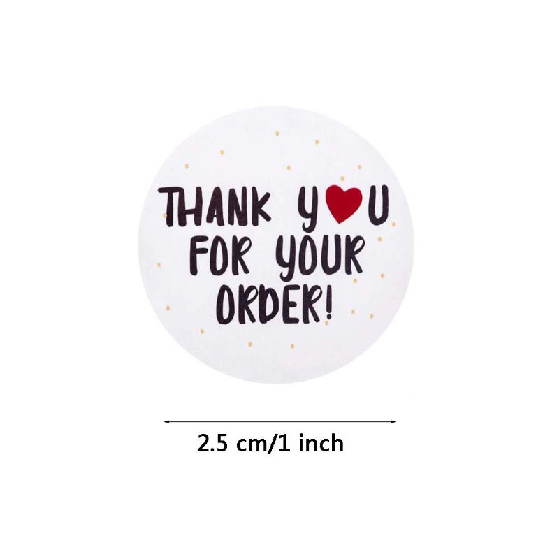 500Pcs/Roll Round Thank You for Your Order Heart Sticker Tags/Handmade Seal Labels/Scrapbook Stationery/Gift Food Decoration Stamp