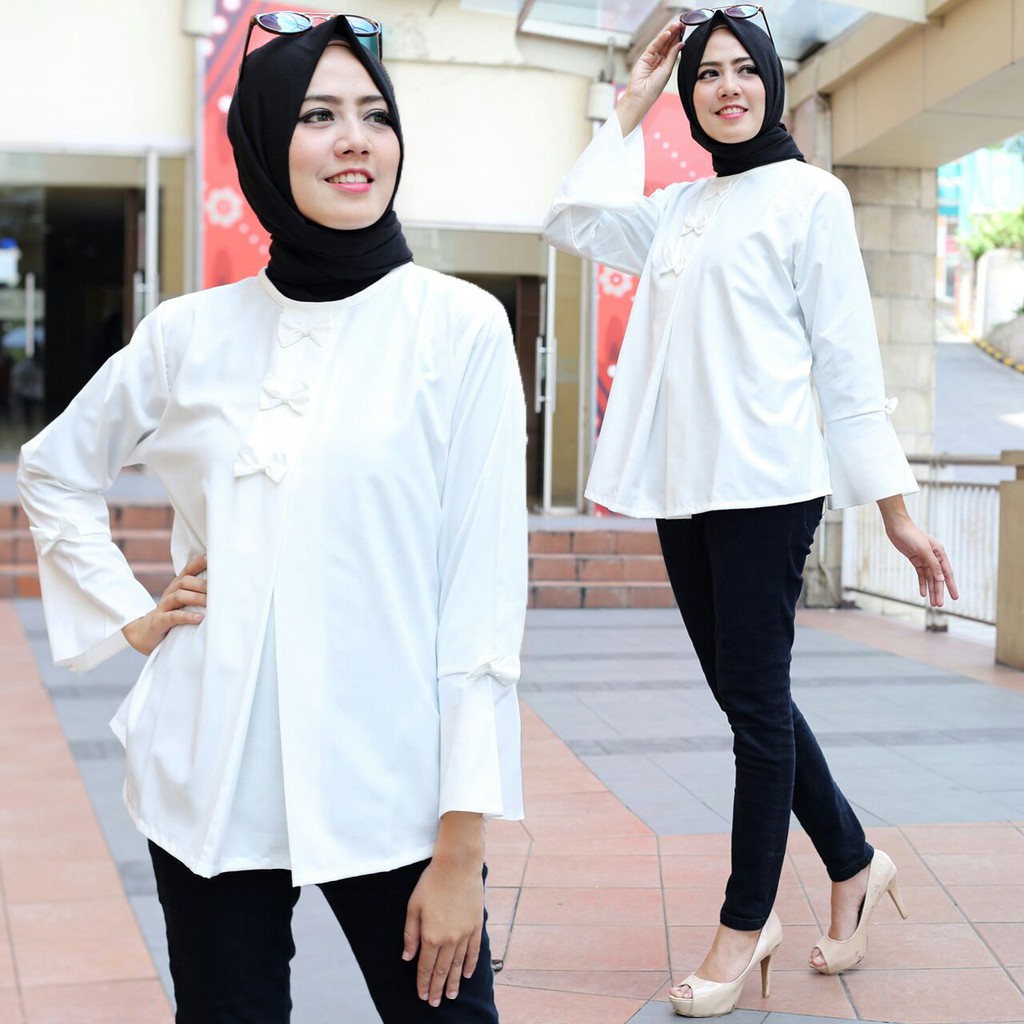 Atasan Wanita Blouse Katun Jepang Pakaian Wanita Baju Kantor Casual