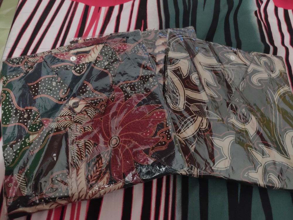 Batik Pria Lengan Panjang 021 Risna Batik Hrb026 Kemeja Batik Murah Seno Sogan Bakung Padi Manggar