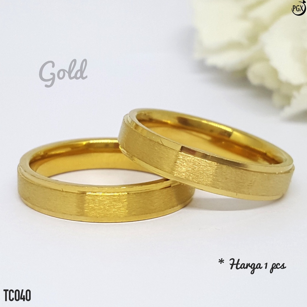 PGX Cincin Titanium Couple Silver Tunangan Aksesoris Fashion Perhiasan Anti Karat - TC040