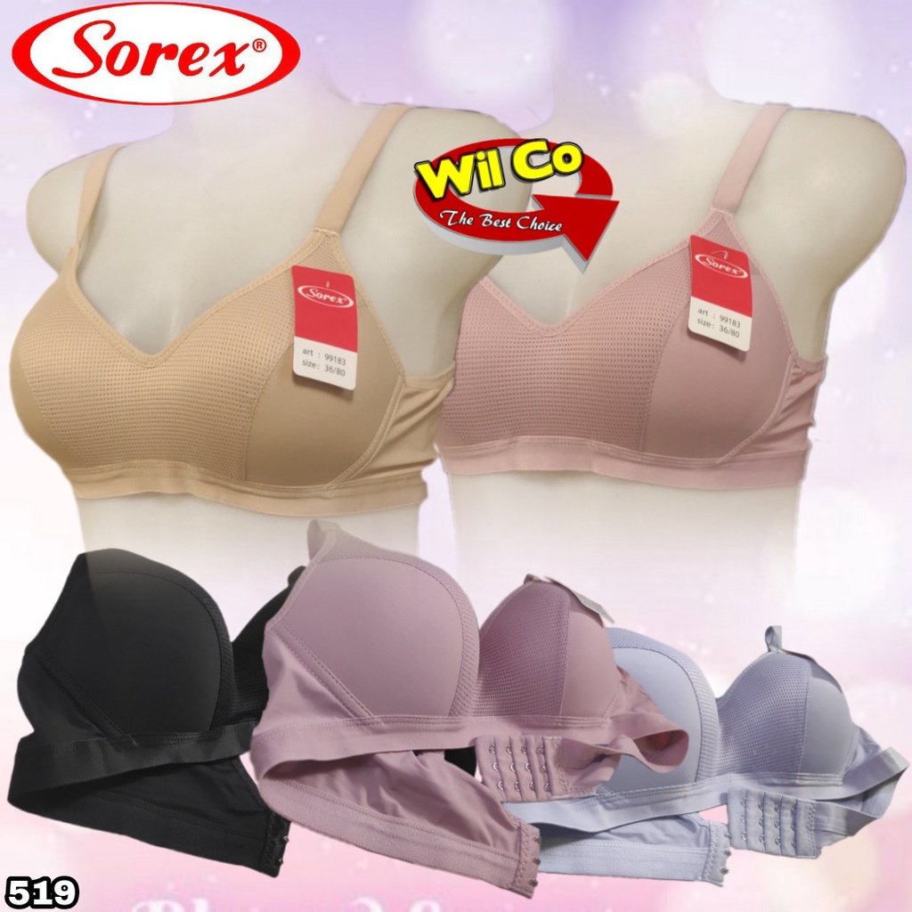 K519 - BRA WANITA SOREX LAVENDER BUSA TIPIS TANPA KAWAT FULL CUP B/C SIZE 36 - 42