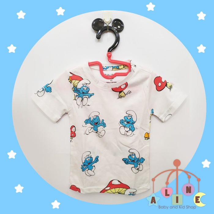 tshirt kaos cowok anak baby gap smurf