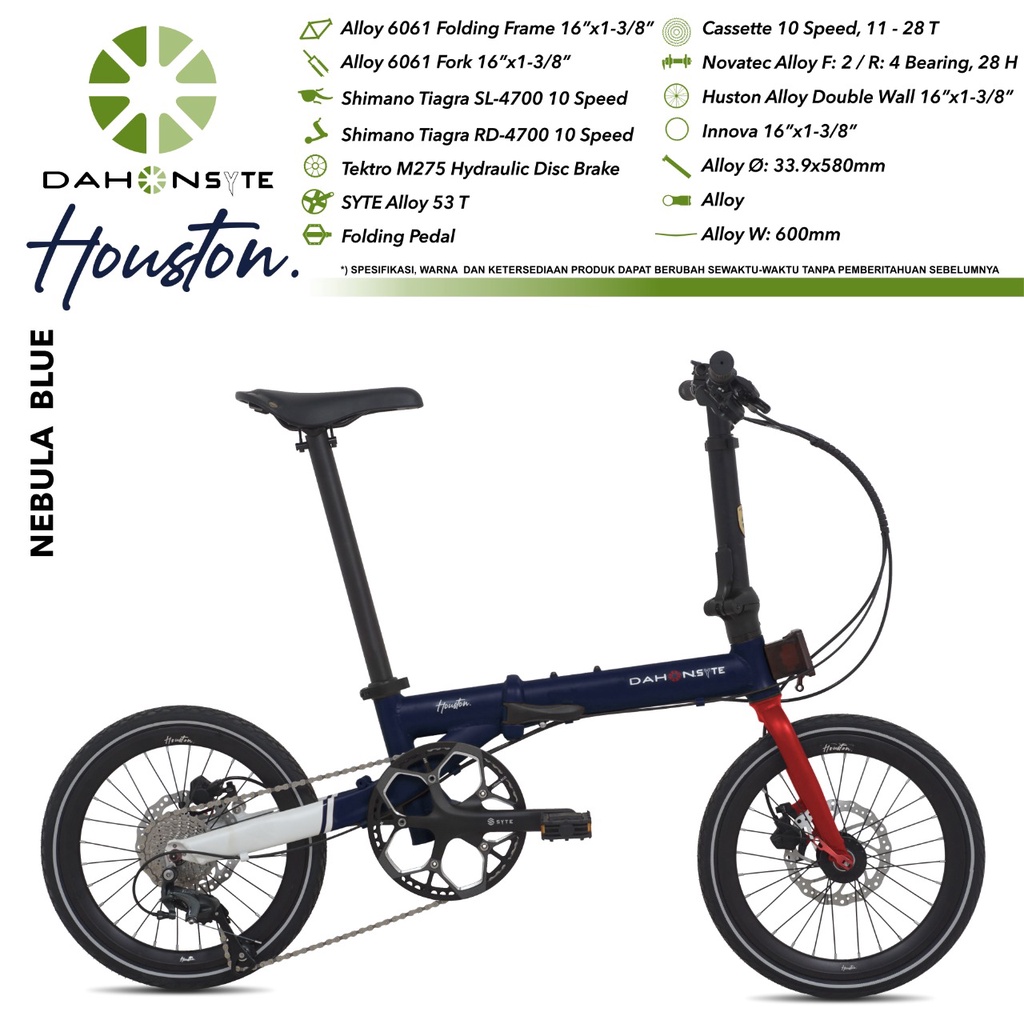 SEPEDA LIPAT DAHON SYTE HOUSTON (16″ Plus) 16 x 1 3/8 1x10speed