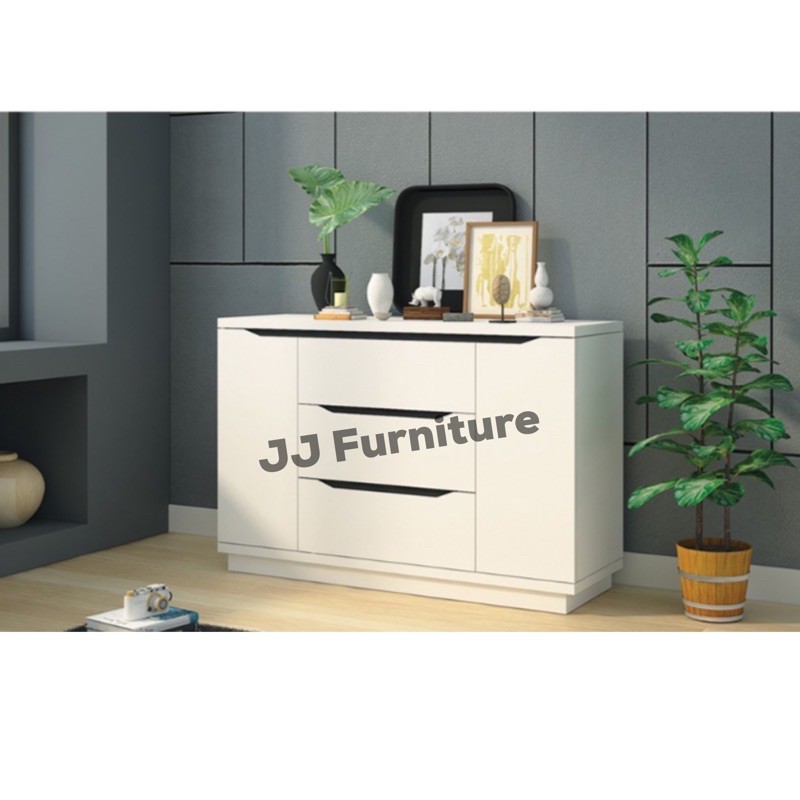 Buffet pendek minimalis putih glossy