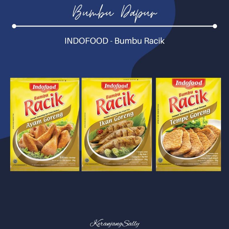 

[1sachet] INDOFOOD Bumbu Racik AYAM GORENG 26gr , IKAN GORENG 20gr , TEMPE GORENG 20gr | bumbu dapur