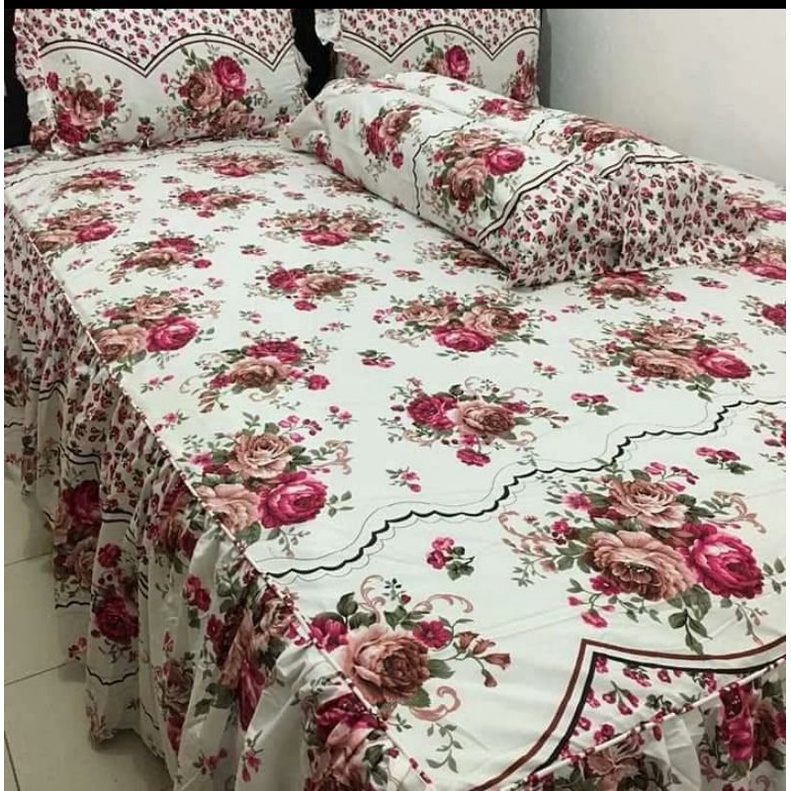 Sprei Rumbai Pengantin Katun Lokal Motif Rose Bell  by Katun esra
