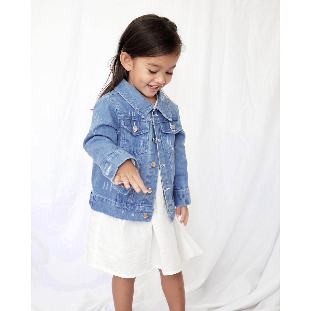 RIPPED DENIM JACKET | Jacket Denim Anak Unisex | Jacket Jeans Anak | Outer Anak | Jaket Jeans Anak Oversized