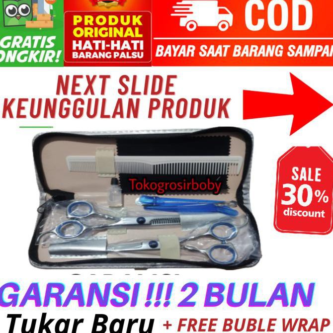 Gunting Rambut Set Profesional / Alat Potong Rambut Bahan Stainless - GUNTING SET original